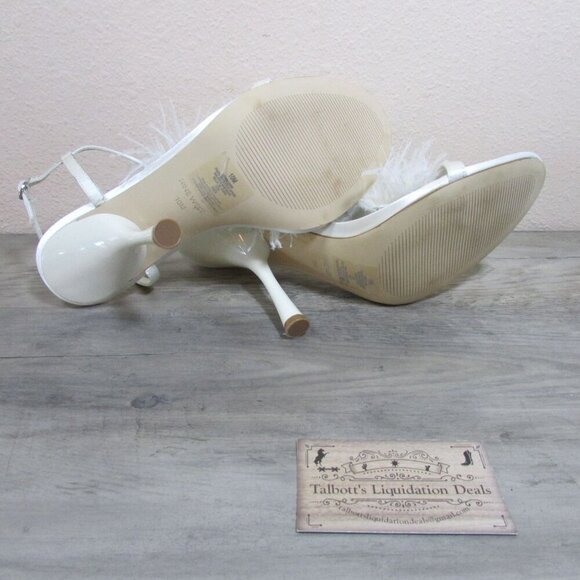 Nine West Women's 10 Millions Bridal Ankle Strap Heeled Dress Sandals Ivory Sati - Picture 4 of 5